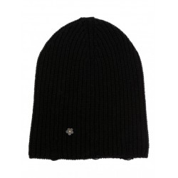 A PAPER KID BLACK RIBBED WOOL BEANIE