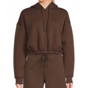 DKNY BROWN CROPPED HOODIE