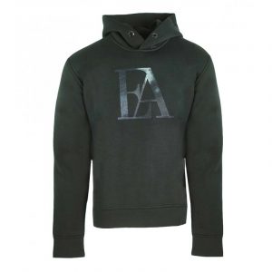 EMPORIO ARMANI BLACK LOGO PRINT HOODIE