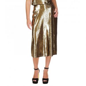 MICHAEL KORS GOLDEN SEQUIN A-LINE MIDI SKIRT